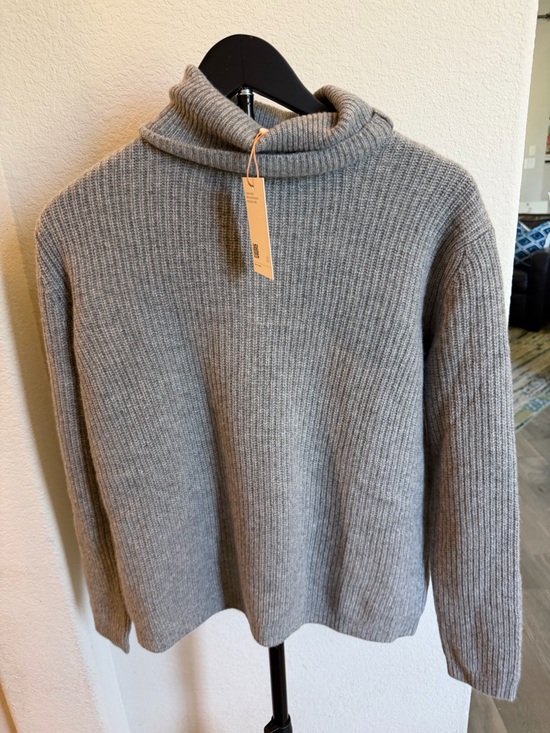 Quince Sweaters - Quince Mongolian Cashmere Fisherman Turtleneck Sweater / Heather Grey / S